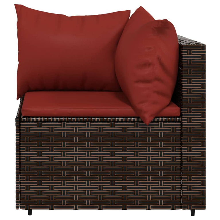 4-delige Loungeset met kussens poly rattan bruin MeubelReus