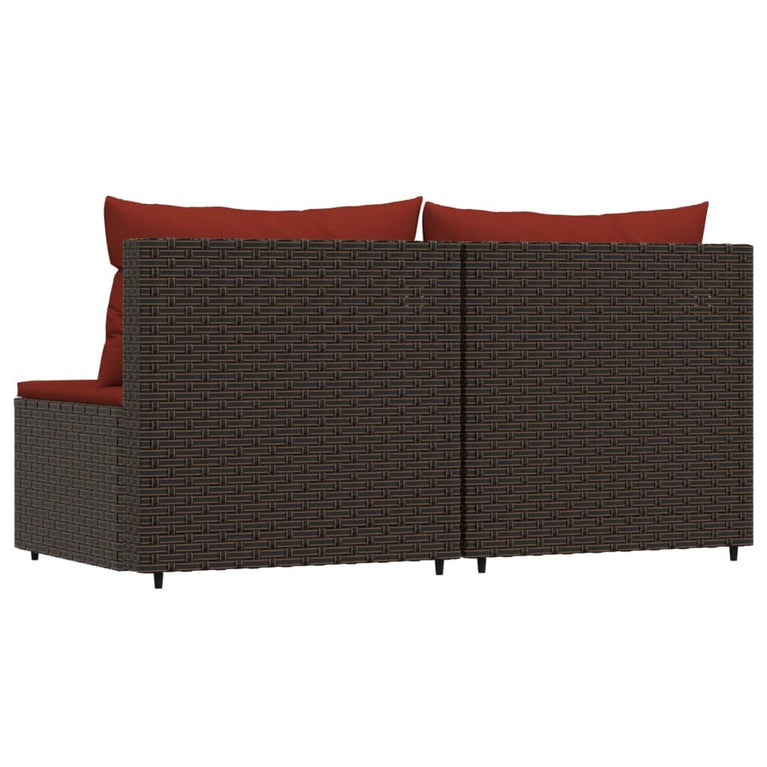 Tuinmiddenbanken met kussens 2 st poly rattan bruin MeubelReus