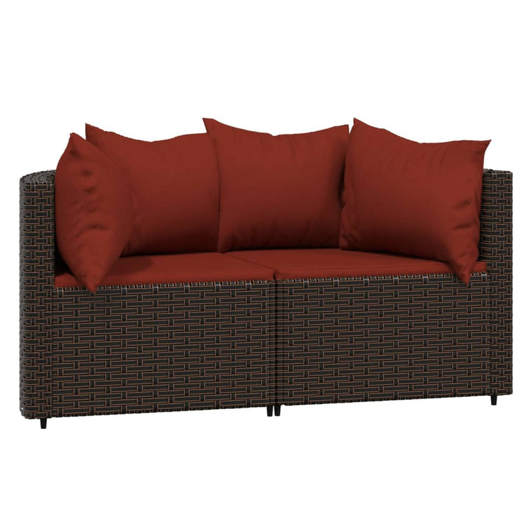 3-delige Loungeset met kussens poly rattan bruin MeubelReus