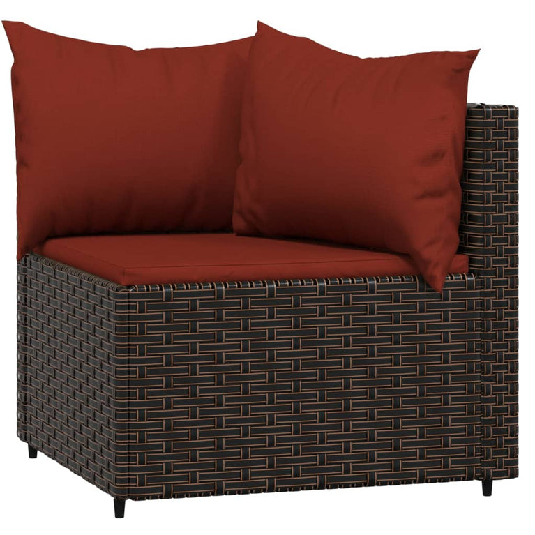 3-delige Loungeset met kussens poly rattan bruin MeubelReus