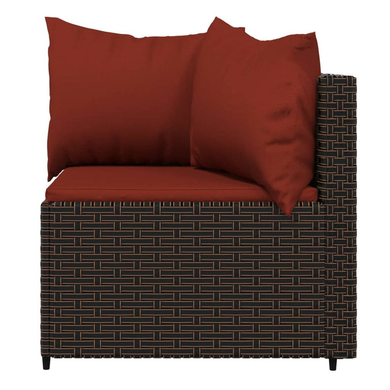 3-delige Loungeset met kussens poly rattan bruin MeubelReus