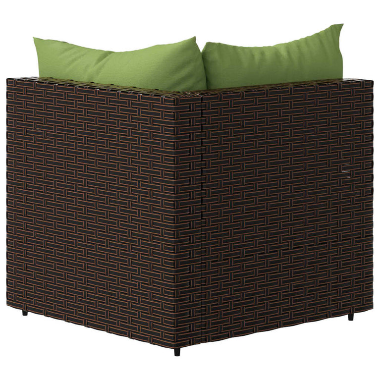 Tuinhoekbank met kussens poly rattan bruin MeubelReus