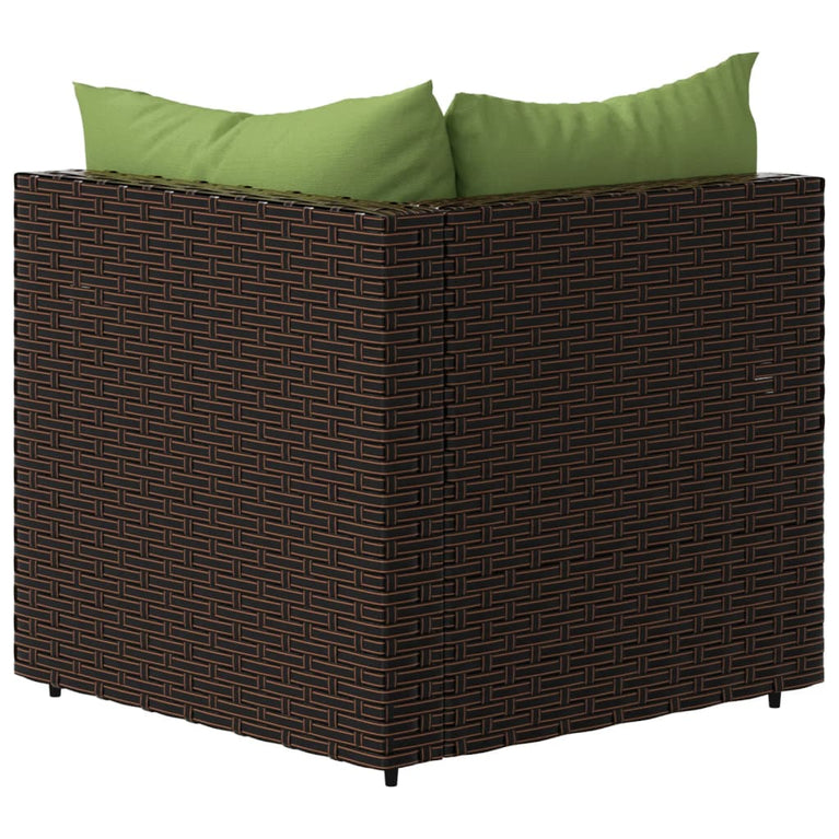 Tuinhoekbanken met kussens 2 st poly rattan bruin MeubelReus