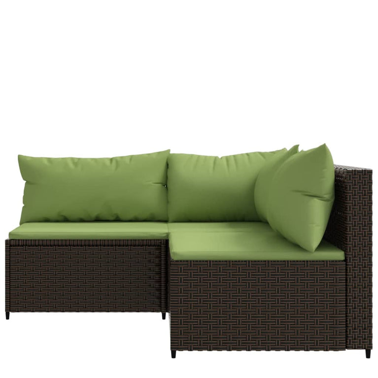3-delige Loungeset met kussens poly rattan bruin MeubelReus