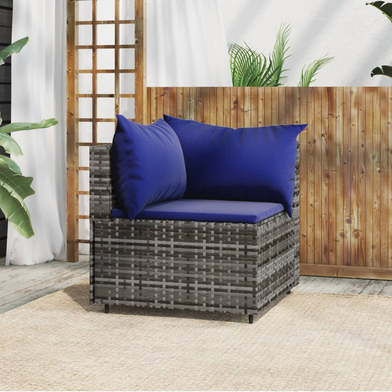 Tuinhoekbank met kussens poly rattan grijs MeubelReus