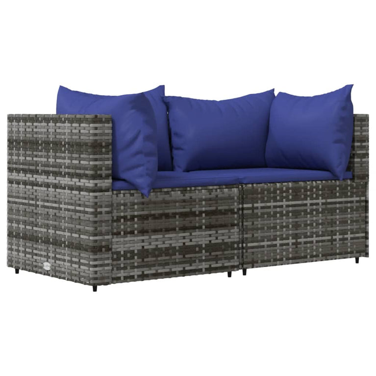 3-delige Loungeset met kussens poly rattan grijs MeubelReus