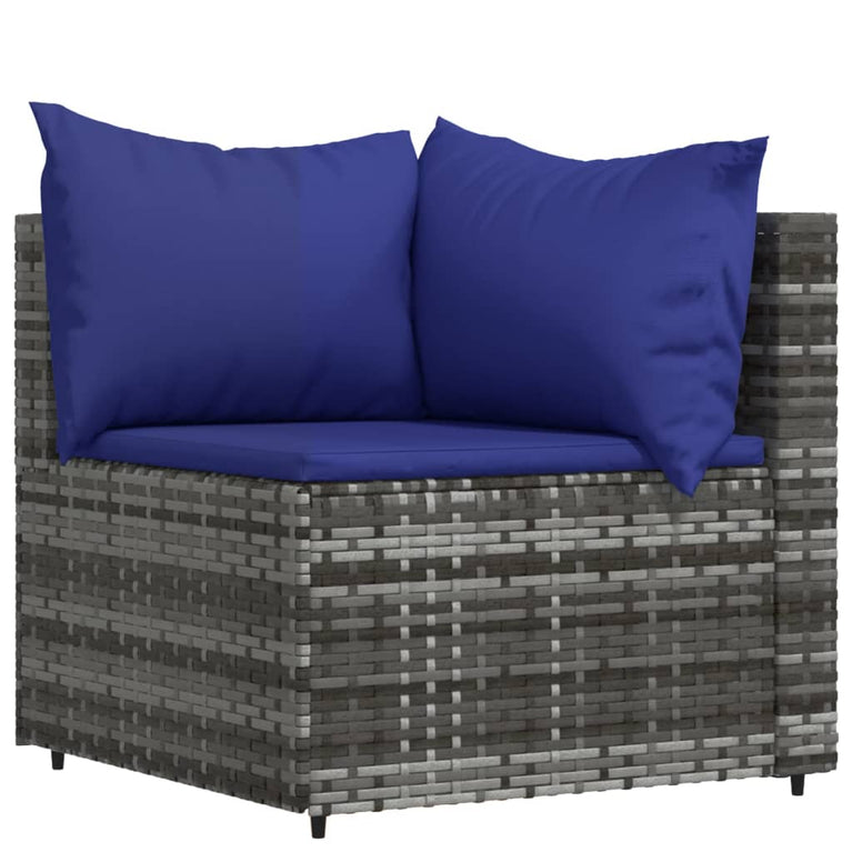 4-delige Loungeset met kussens poly rattan grijs MeubelReus