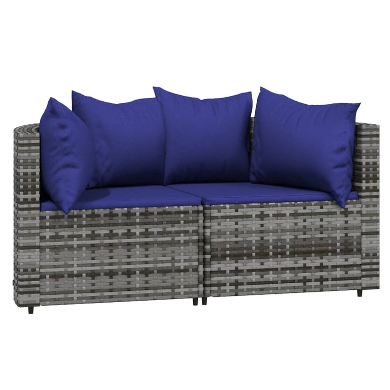 3-delige Loungeset met kussens poly rattan grijs MeubelReus