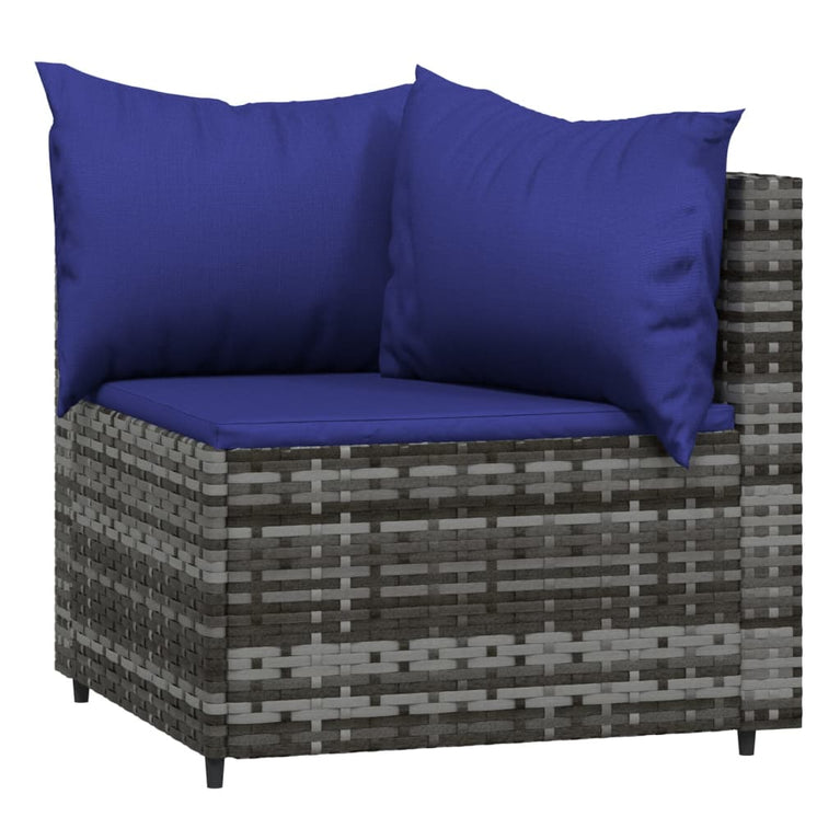 3-delige Loungeset met kussens poly rattan grijs MeubelReus