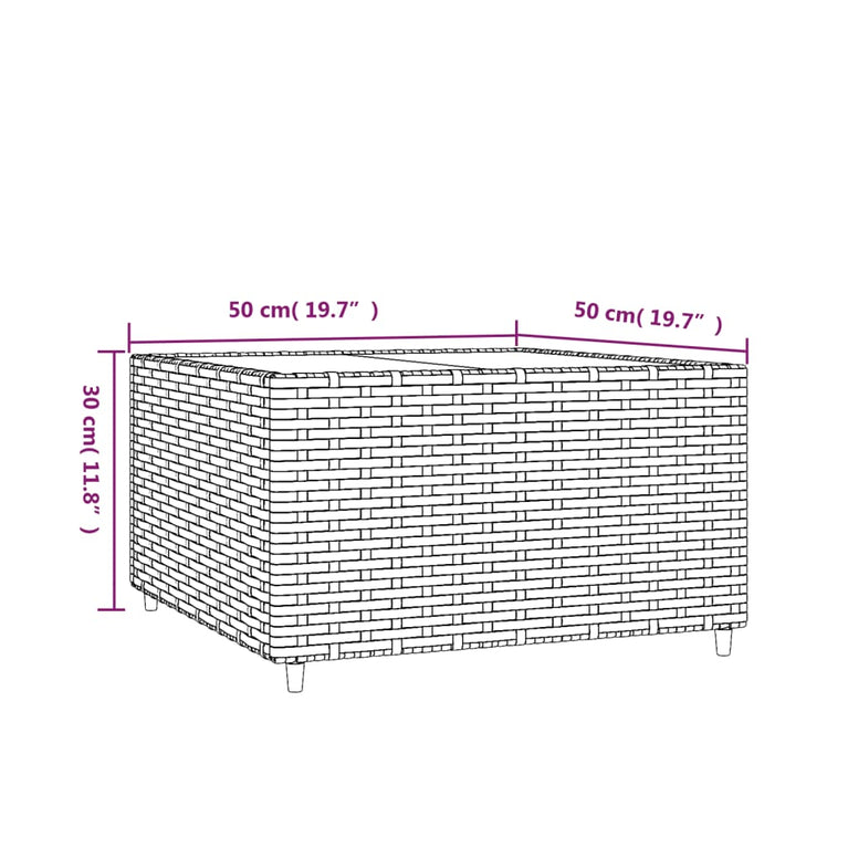 Salontafel tuin vierkant 50x50x30 cm poly rattan bruin MeubelReus