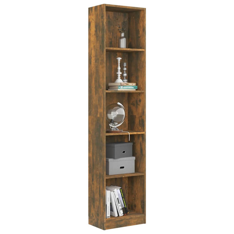 Boekenkast 40x24x175 cm bewerkt hout gerookt eikenkleurig MeubelReus