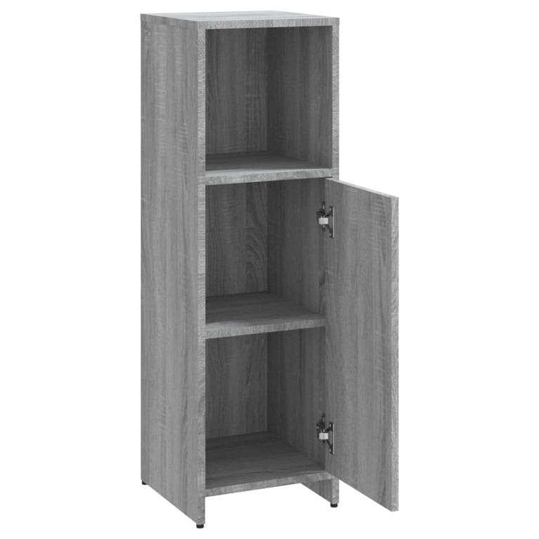 Badkamerkast 30x30x95 cm bewerkt hout grijs sonoma eikenkleurig MeubelReus