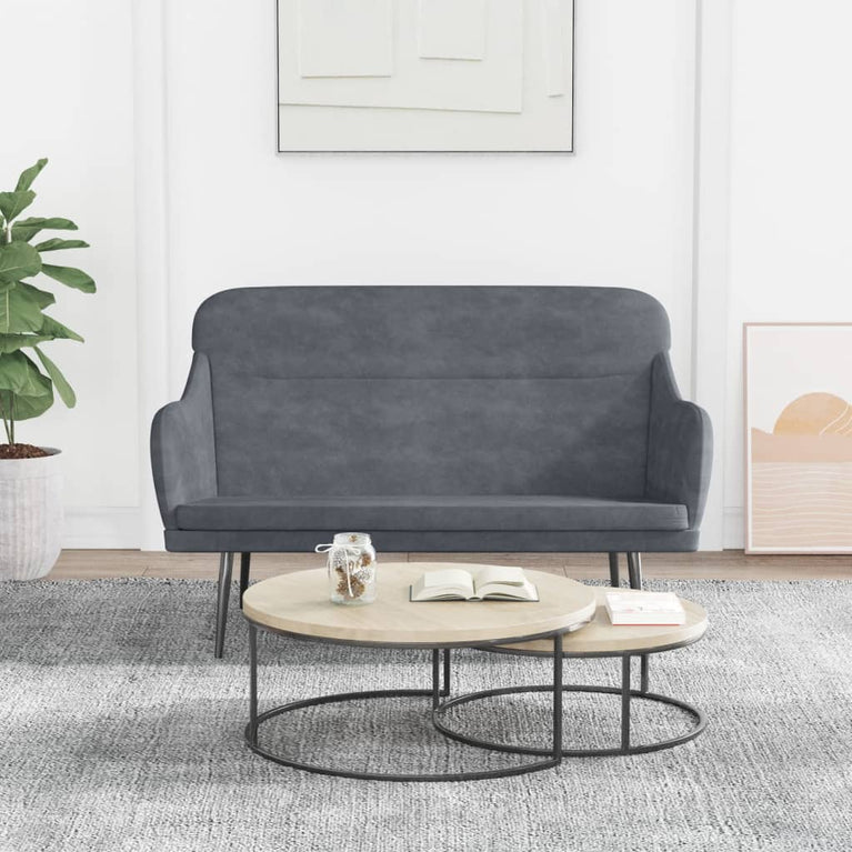 Bankje 110x76x80 cm fluweel donkergrijs MeubelReus