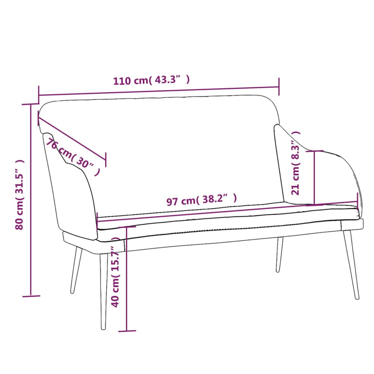 Bankje 110x76x80 cm fluweel donkergrijs MeubelReus