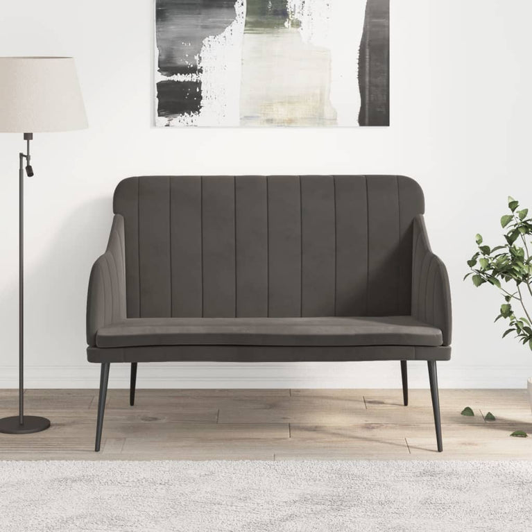 Bankje 110x76x80 cm fluweel donkergrijs MeubelReus