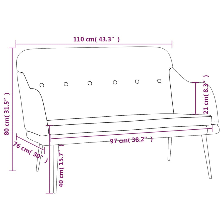 Bankje 110x76x80 cm stof donkergrijs MeubelReus