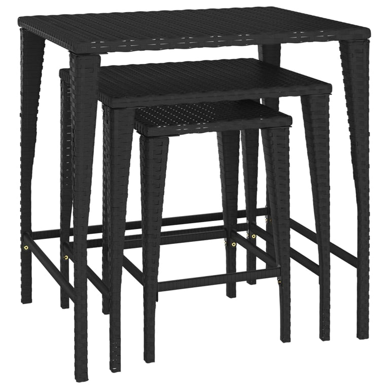 Tafeltjesset 3 st poly rattan zwart MeubelReus
