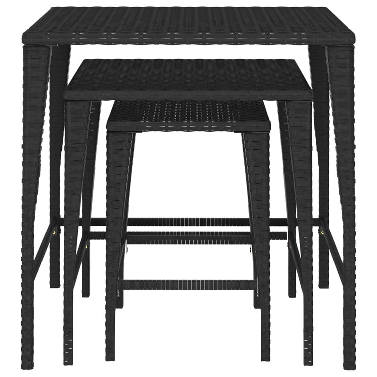 Tafeltjesset 3 st poly rattan zwart MeubelReus