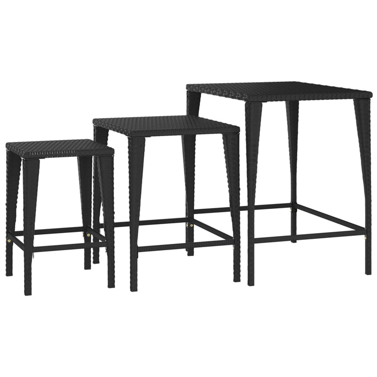 Tafeltjesset 3 st poly rattan zwart MeubelReus
