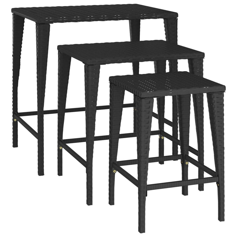 Tafeltjesset 3 st poly rattan zwart MeubelReus