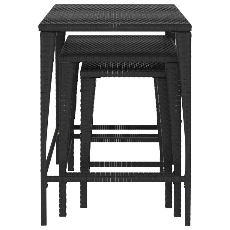 Tafeltjesset 3 st poly rattan zwart MeubelReus