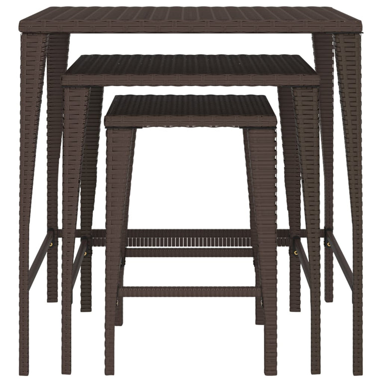 Tafeltjesset 3 st poly rattan bruin MeubelReus