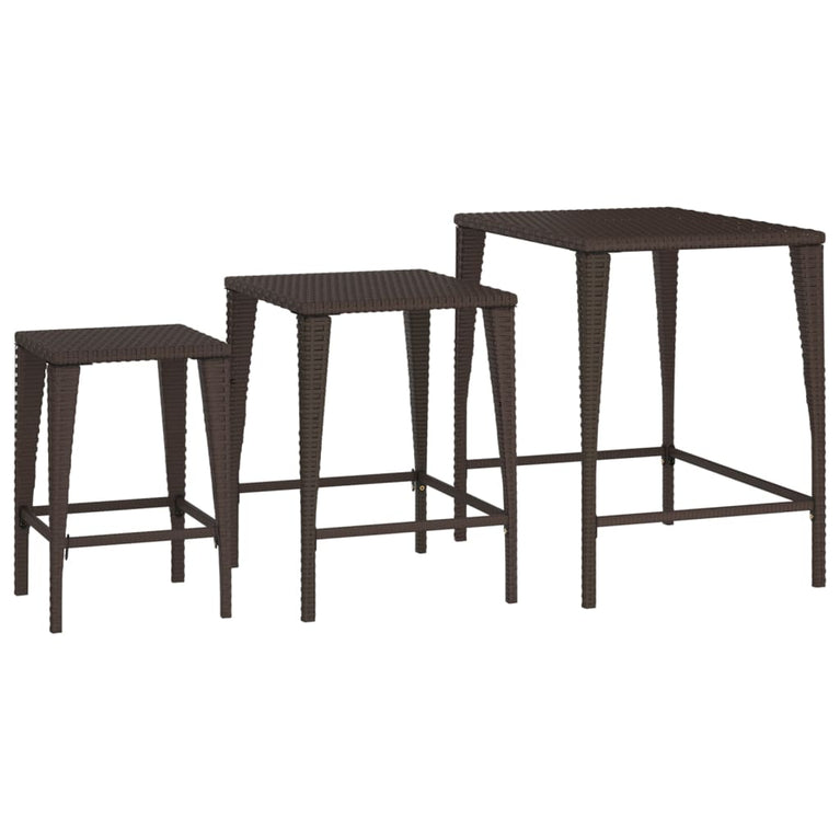 Tafeltjesset 3 st poly rattan bruin MeubelReus