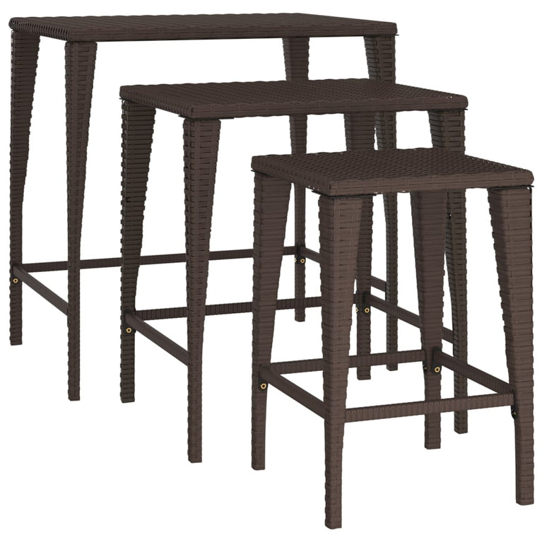 Tafeltjesset 3 st poly rattan bruin MeubelReus