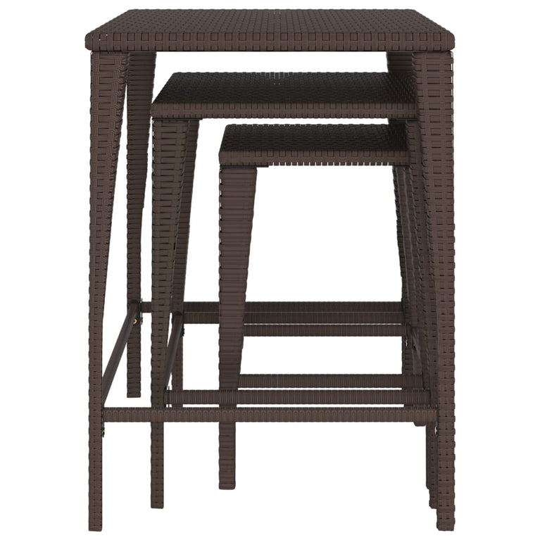 Tafeltjesset 3 st poly rattan bruin MeubelReus