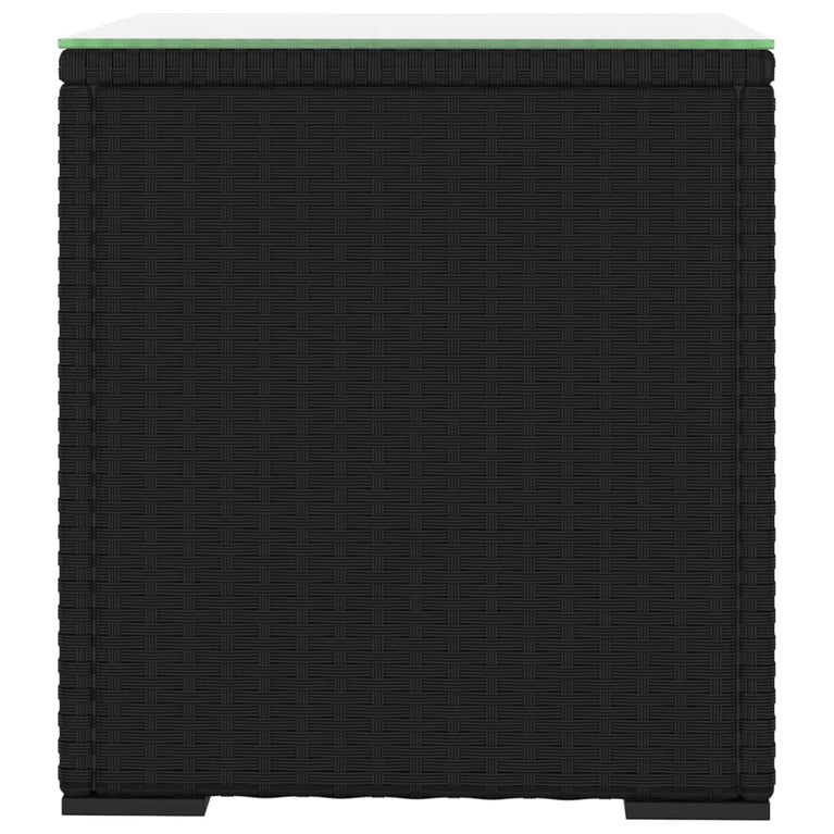 Bijzettafel 40x37x40,5 cm poly rattan en gehard glas zwart MeubelReus