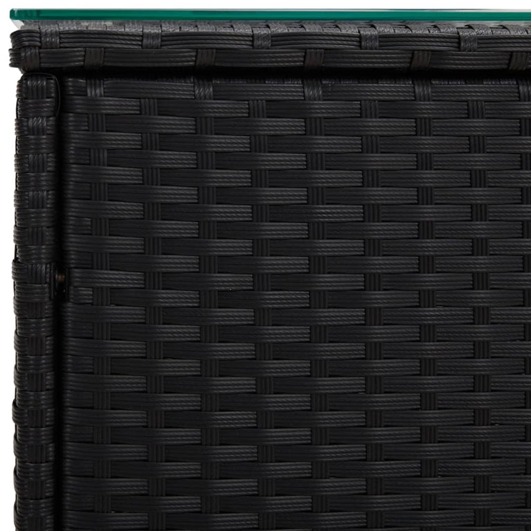 Bijzettafel 40x37x40,5 cm poly rattan en gehard glas zwart MeubelReus