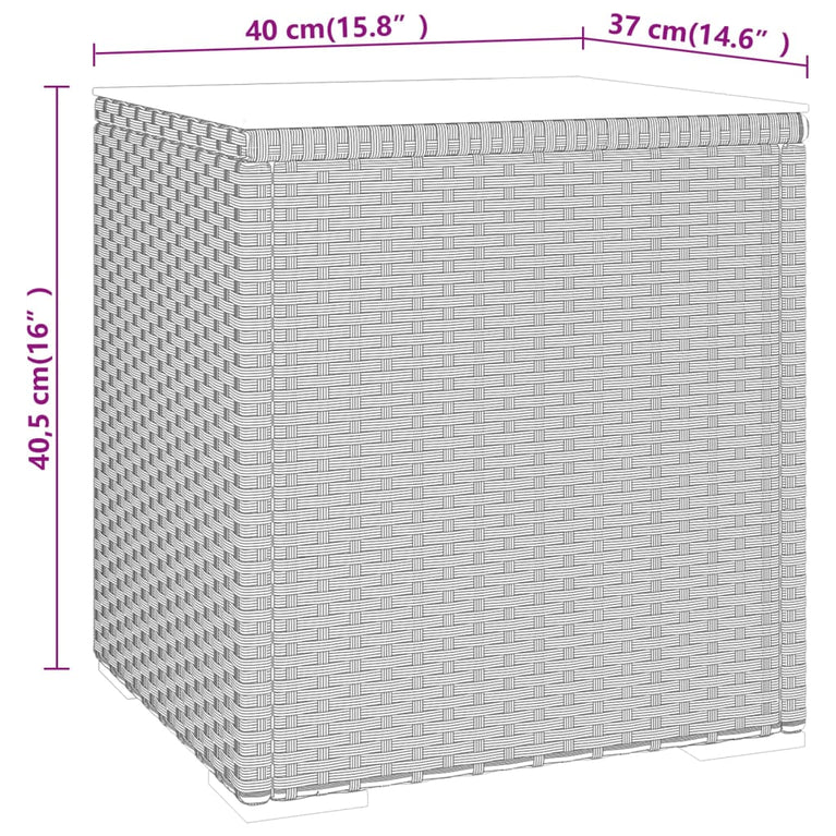 Bijzettafel 40x37x40,5 cm poly rattan en gehard glas zwart MeubelReus