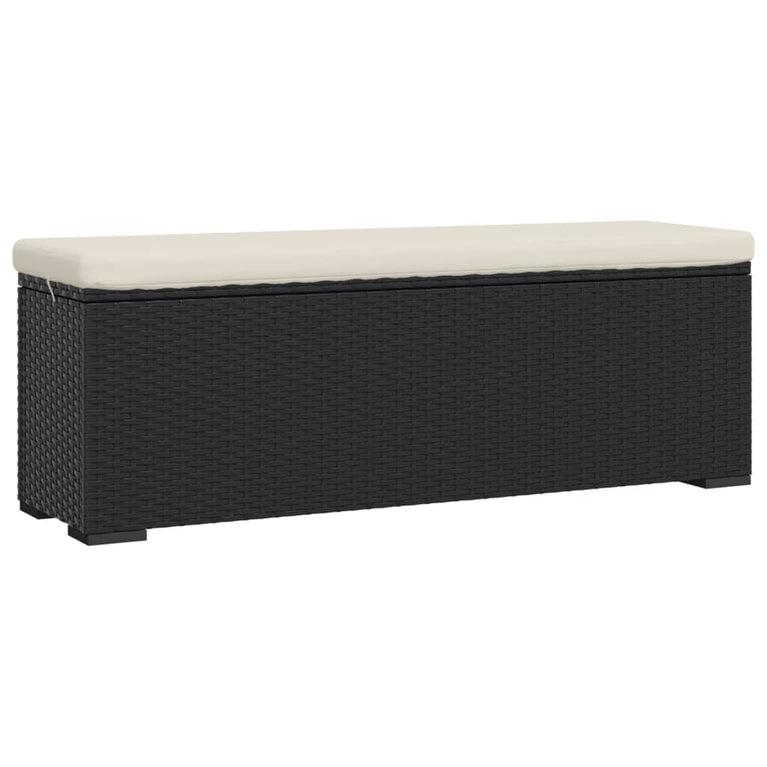 Voetenbankje met kussen 110x30x40 cm poly rattan zwart MeubelReus