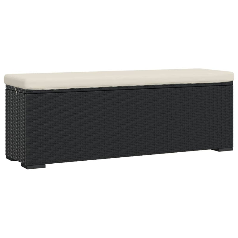 Voetenbankje met kussen 110x30x40 cm poly rattan zwart MeubelReus