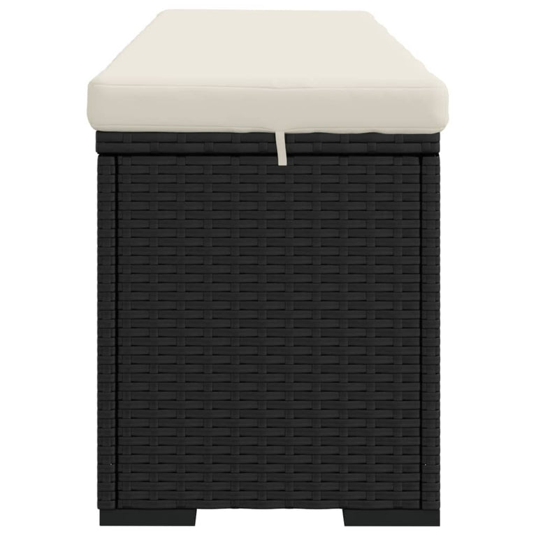 Voetenbankje met kussen 110x30x40 cm poly rattan zwart MeubelReus