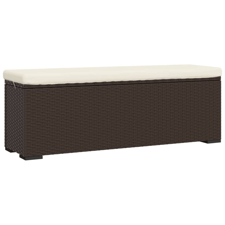 Hocker met kussen 110x30x40 cm poly rattan bruin MeubelReus