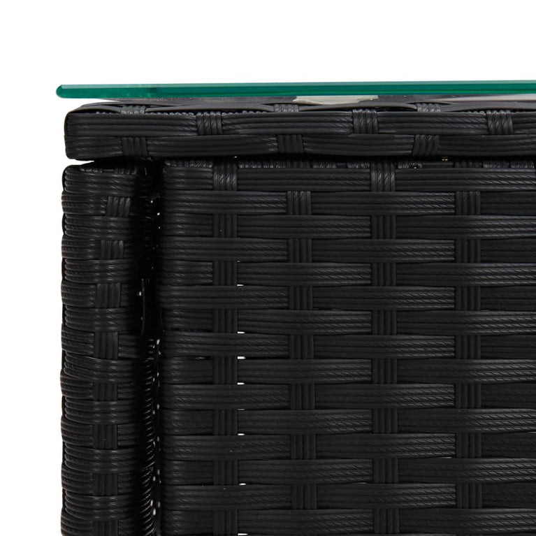Bijzettafel 53x37x48 cm poly rattan en gehard glas zwart MeubelReus