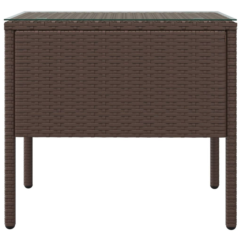 Bijzettafel 53x37x48 cm poly rattan en gehard glas bruin MeubelReus