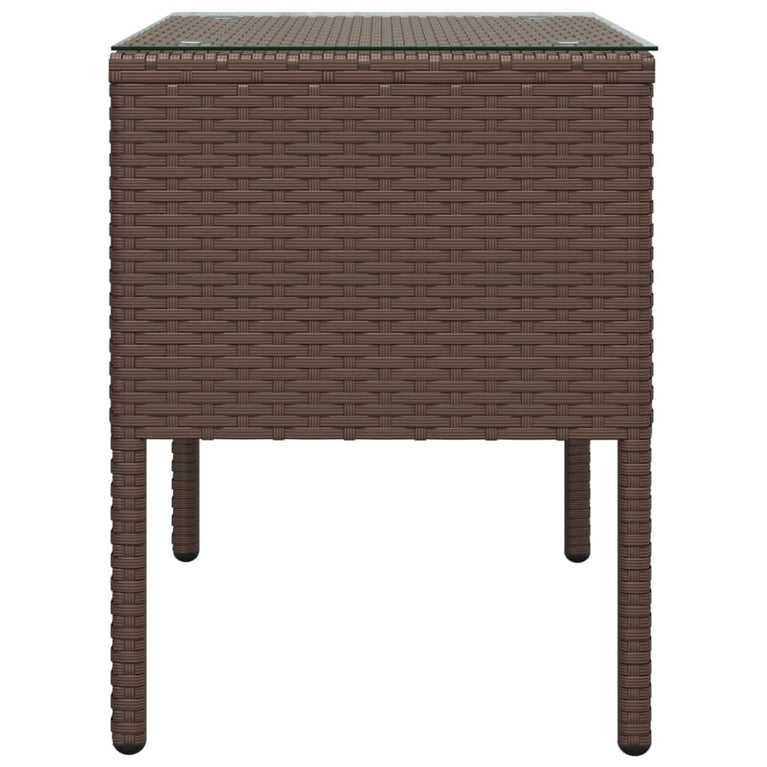 Bijzettafel 53x37x48 cm poly rattan en gehard glas bruin MeubelReus