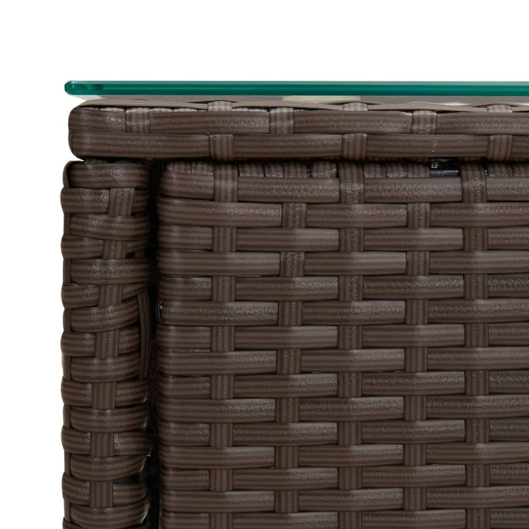 Bijzettafel 53x37x48 cm poly rattan en gehard glas bruin MeubelReus