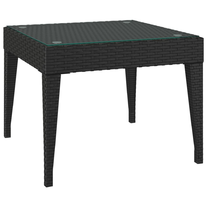 Bijzettafel 50x50x38 cm poly rattan en gehard glas zwart MeubelReus