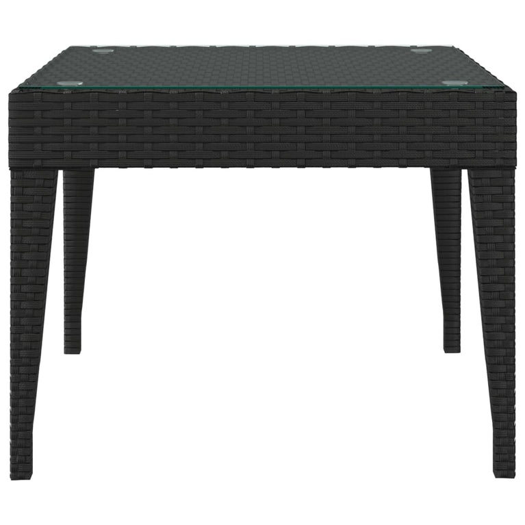 Bijzettafel 50x50x38 cm poly rattan en gehard glas zwart MeubelReus