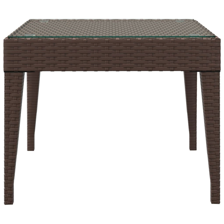 Bijzettafel 50x50x38 cm poly rattan en gehard glas bruin MeubelReus