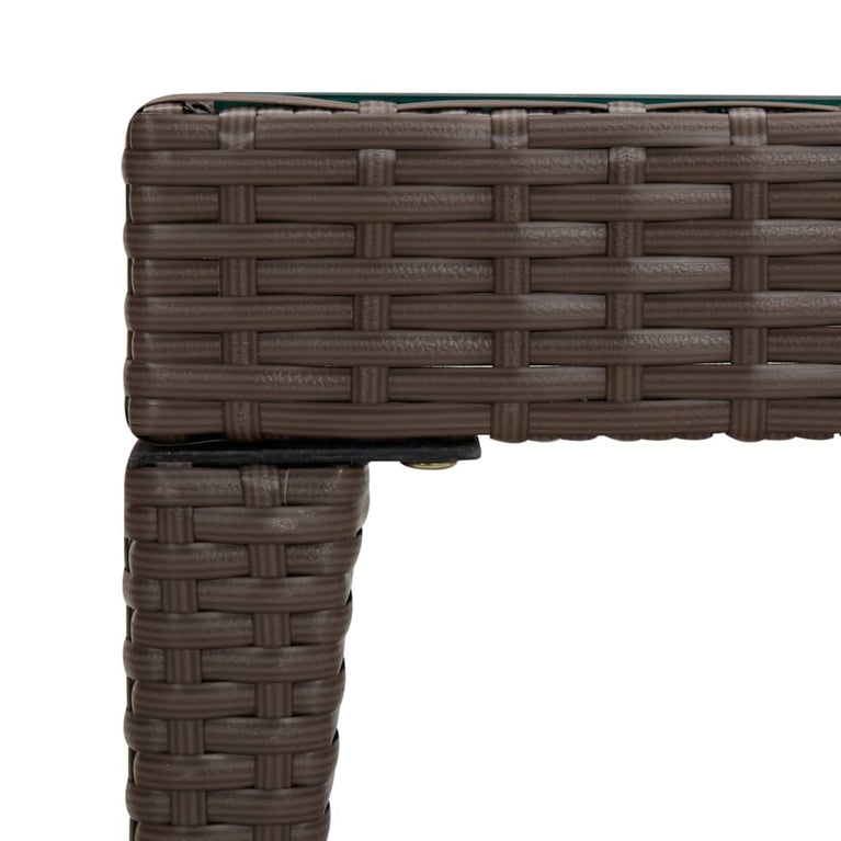 Bijzettafel 50x50x38 cm poly rattan en gehard glas bruin MeubelReus