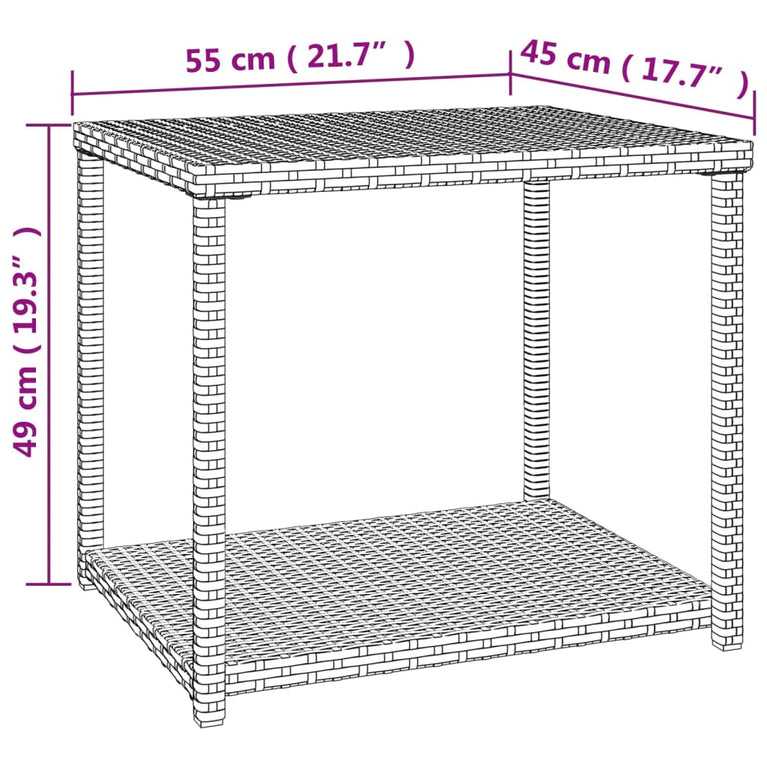 Bijzettafel 55x45x49 cm poly rattan zwart MeubelReus
