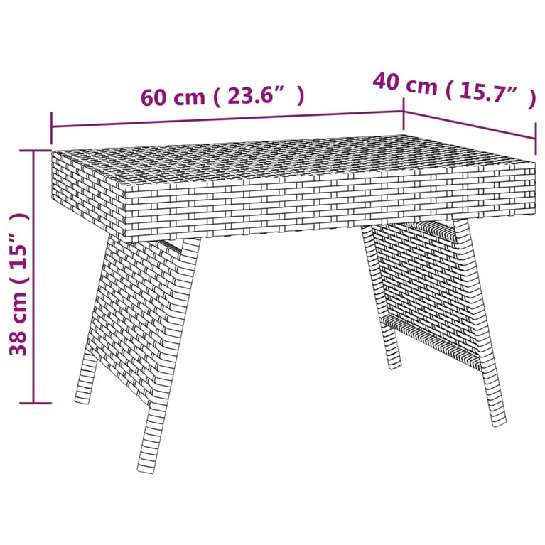 Bijzettafel inklapbaar 60x40x38 cm poly rattan bruin MeubelReus