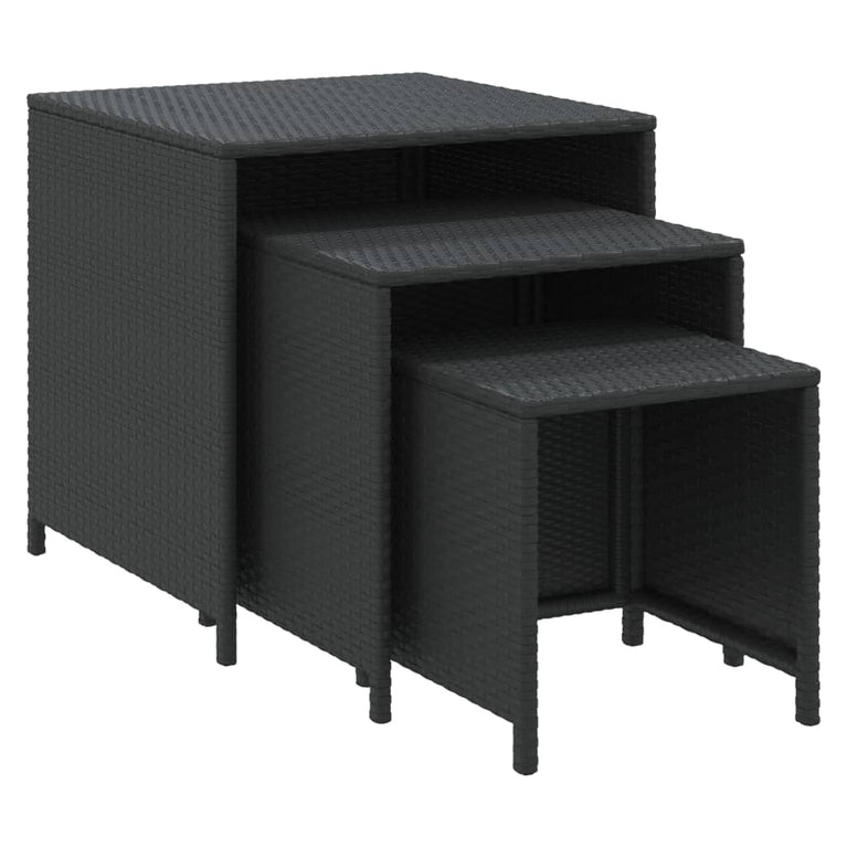 Tafeltjesset 3 st poly rattan zwart MeubelReus