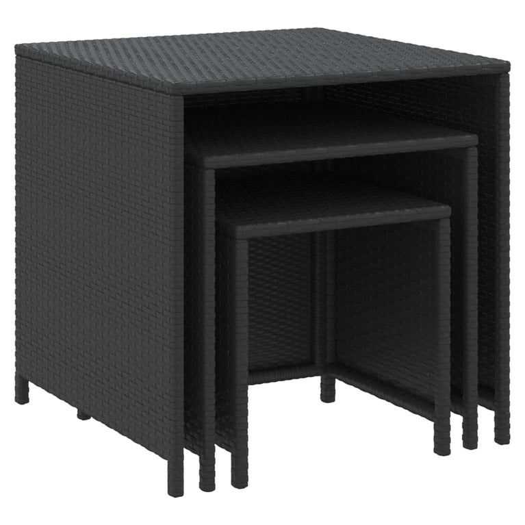 Tafeltjesset 3 st poly rattan zwart MeubelReus