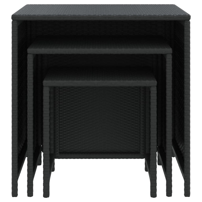 Tafeltjesset 3 st poly rattan zwart MeubelReus