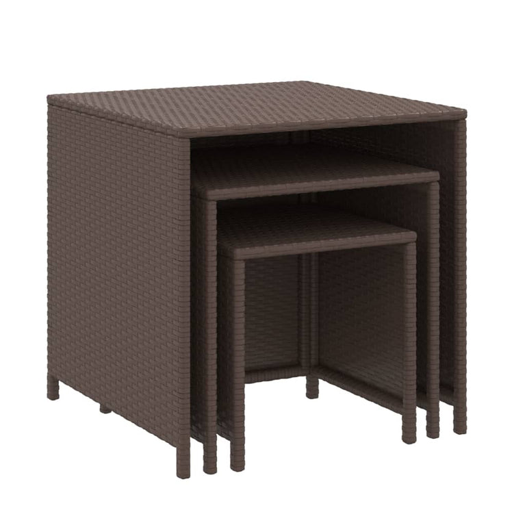 Tafeltjesset 3 st poly rattan bruin MeubelReus